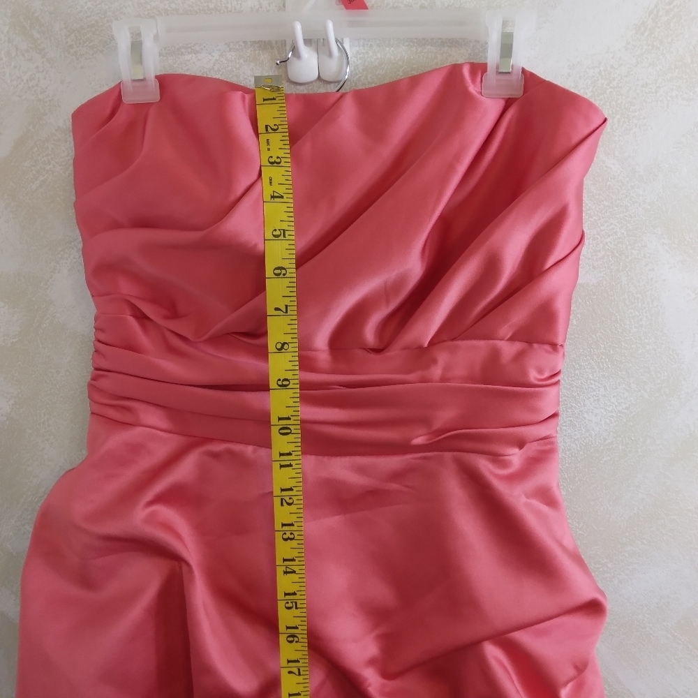 Size 8 Strapless David's Bridal Coral Salmon Bubble Balloon Skirt - Picture 4 of 9